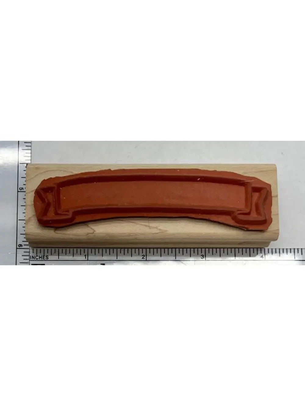 Stampin Up Blank Banner Ribbon Rubber Stamp Wood Mounted 1996 Vintage